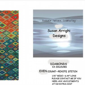 Diamonds - Peyote Stitch Even Count Beading Pattern -