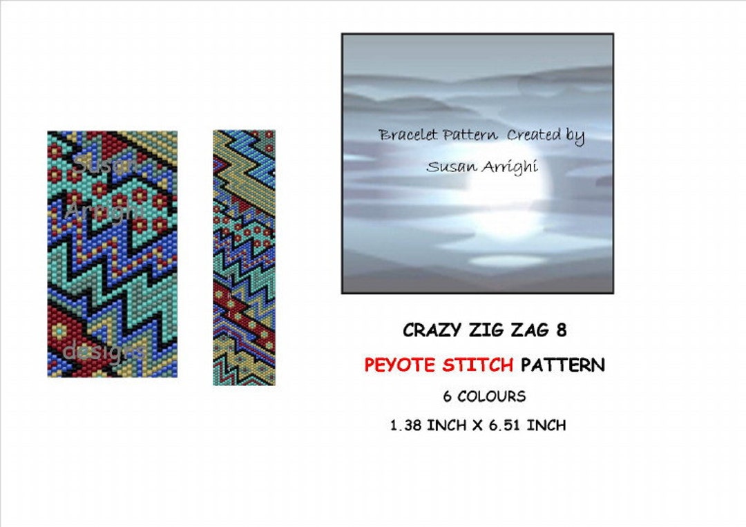 Crazy Zig Zag Even Count Peyote Beading Bracelet Pattern - Main Image