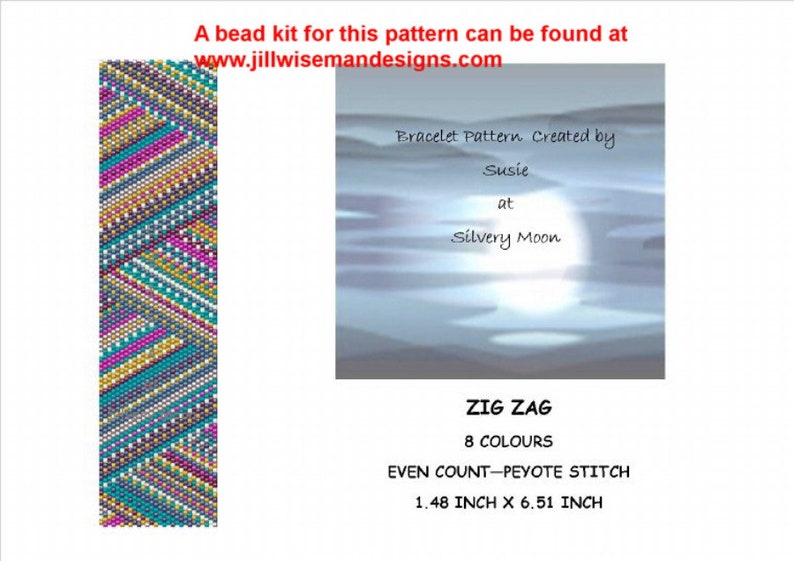 Zig Zag Peyote Pattern even count image 1