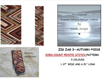 ZIG ZAG 3 - JESIEŃ - Wzór koralikowy Peyote Stitch Even Count