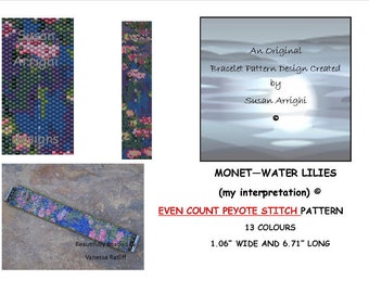 MONET- WATER LILIES  - Peyote Stitch Even Count Beading Pattern
