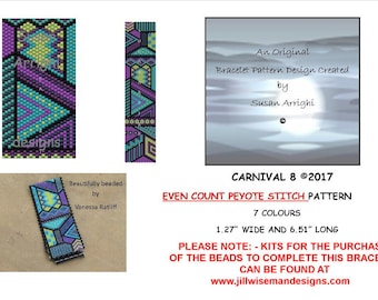 Peyote Stitch Beading Bracelet Pattern -  Carnival 8
