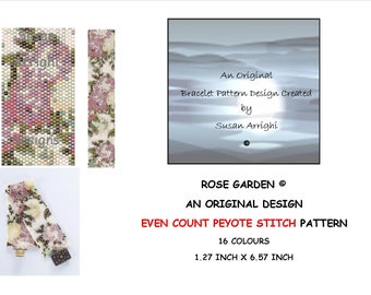Peyote Stitch Beading Bracelet Pattern -  Rose Garden
