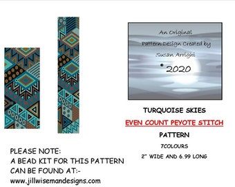 TURQUOISE SKIES - Peyote Stitch Even Count Beading Pattern