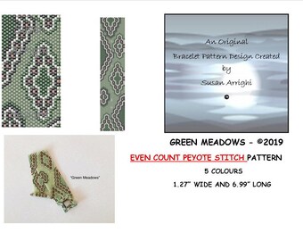 GREEN MEADOWS - Peyote Stitch Even Count Beading Pattern