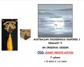 AUSTRALIAN  Indigenous Inspired 1  Pendant-  Peyote Stitch ODD Count Beading Pattern