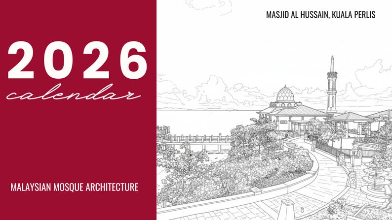 Malaysia Heritage 2026 Calendar & Planner Bundle | Mosques and Old