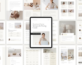 Services & Pricing Guide Canva Template for Coaches, Designers, Consultants, Creatives Neutral Minimalist