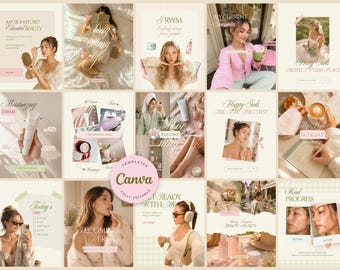 115 Trendy Viral Instagram Kit Canva Templates, Beauty Content Creator Kit, Skincare Templates, Whimsy Coquette Editable UCG Style