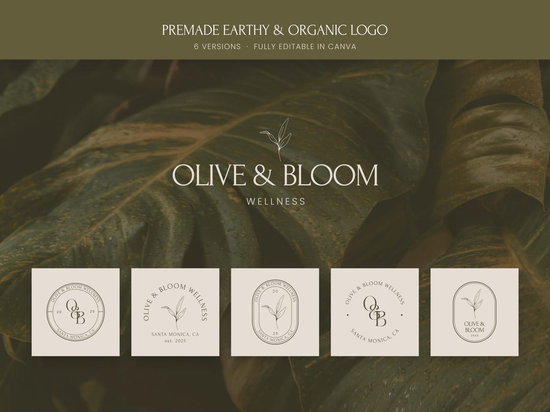 Botanical Logo Template: Organic Wellness Brand Logo Suite (canva