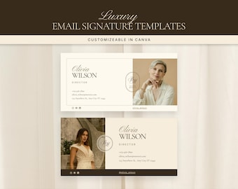 Email Signature Template Canva (Editable) for Coaches & Consultants Luxury Elegant Classic Brown
