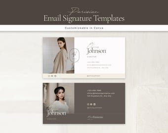 Email Signature Template Canva Editable Minimalist Neutral Editorial