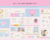 Canva Brand Kit Template Bundle, Pastel Floral Branding Kit, Editable Logo Suite, Business Cards, Thank You Cards, Instagram