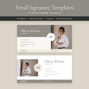 E-Mail-Signatur Vorlage Canva Bearbeitbar | Moderne minimalistische professionelle E-Mail-Fußzeile für kleine Unternehmen, Coaches & Kreative