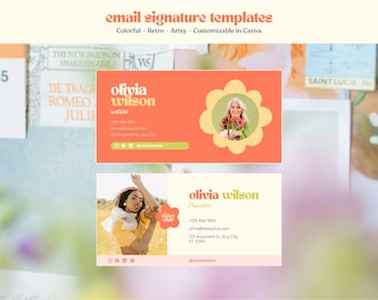 Retro Email Signature Templates | Canva Editable, Artsy Design (Digital Download)