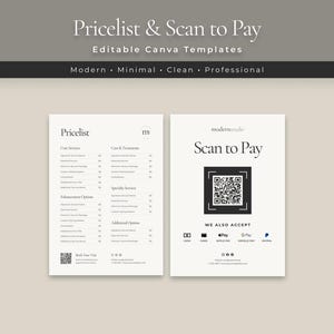 Minimalist Scan To Pay Template Qr Code Sign For Modern Business Pricelist Canva Template