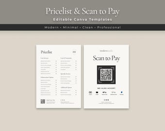 Minimalist Scan To Pay Template Qr Code Sign For Modern Business Pricelist Canva Template
