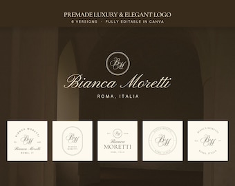 Luxury Premade Logo Kit | Elegant Canva Logo Template | Editable Branding for Coaches & Consultants Classic Old Money Brown