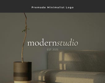 Premade Minimalist Logo Editable Canva Template Modern Neutral Brand