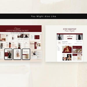 Elegante merkenkit canvassjabloon luxe complete brandingkit voor coaches en creatievelingen: logo, Instagram, visitekaartje bordeauxrood afbeelding 11
