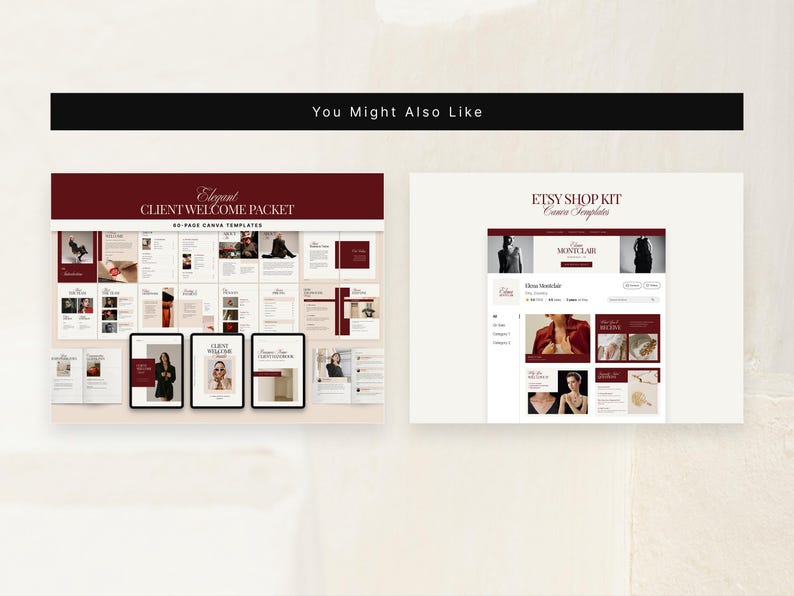 Elegante merkenkit canvassjabloon luxe complete brandingkit voor coaches en creatievelingen: logo, Instagram, visitekaartje bordeauxrood afbeelding 11