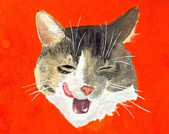 Custom Pet Portrait, Hand Painted + Personalized in Gouache or Acrylic