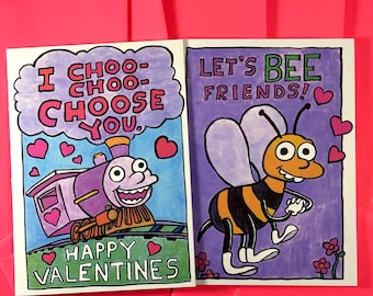 The Simpsons I Choo-Choo-Choose You and Let's Bee Friends Valentines Day Cards