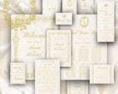 Golden Crown Complete Wedding Suite | Luxury Royal Invitation & Signage Set
