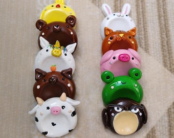 Handmade Animal Worry Stones, Clay Fidget Stones for Stress Relief, Pocket Fidgets