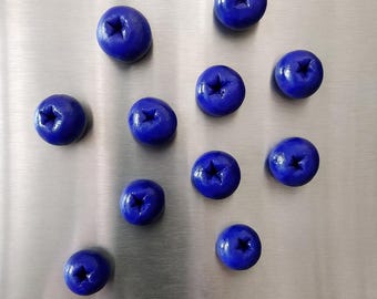 Handmade Clay Blueberry Fridge Magnets, Kitchen Decor