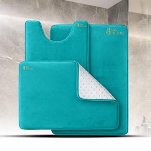 Memory Foam Bath Mat Set: 3-Piece Non-Slip Microfiber Rugs