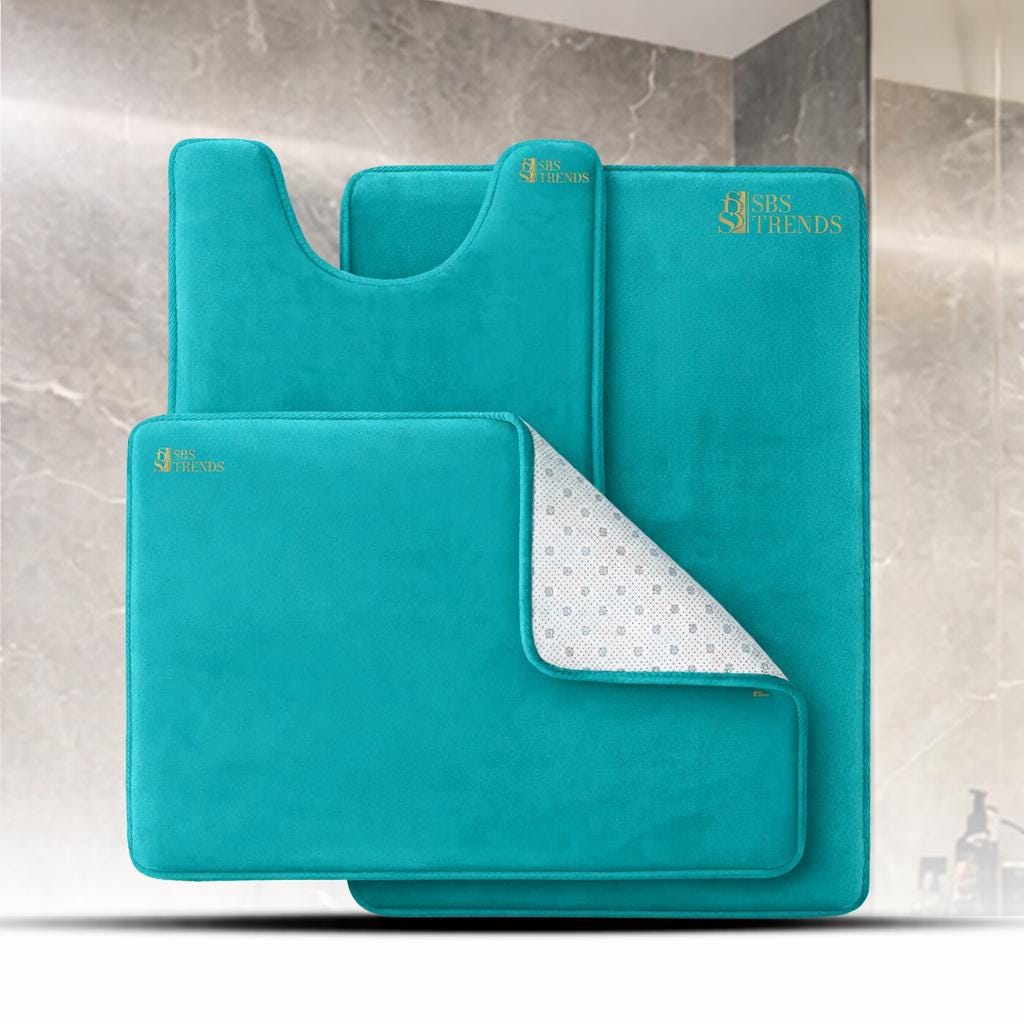 Memory Foam Bath Mat Set: 3-piece Non-slip Microfiber Rugs - Etsy