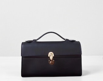 Leren handtas voor dames, kleine portemonnee met handvat, mini leren draagtas