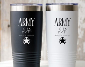 Tazza da viaggio per moglie dell'esercito, tazza da caffè per moglie dell'esercito americano, regalo per moglie in missione, regalo per moglie dell'esercito, tazza termica per l'esercito, regalo Milso