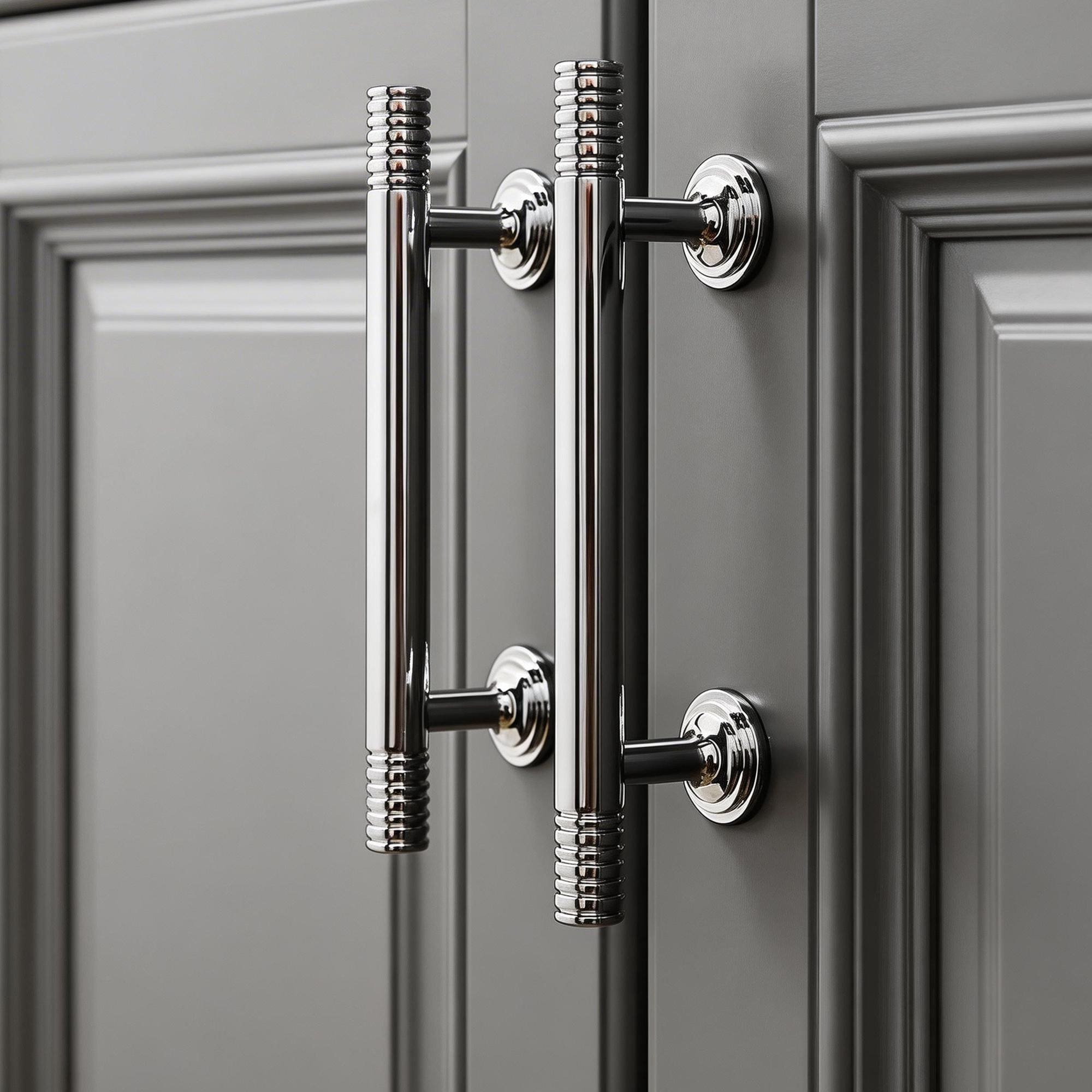 Poignée d'armoire en laiton argenté : poignée chromée brillante pour penderie et armoire
