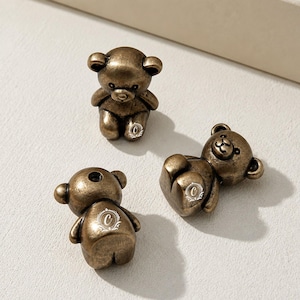 Brass Little Bear Knob: Children's Room Wardrobe Handle, Bronze Cabinet Knob