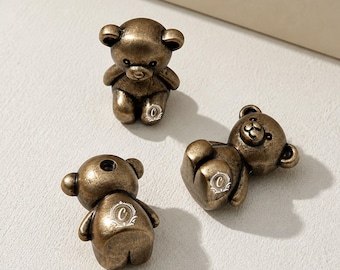 Brass Little Bear Knob: Children's Room Wardrobe Handle, Bronze Cabinet Knob