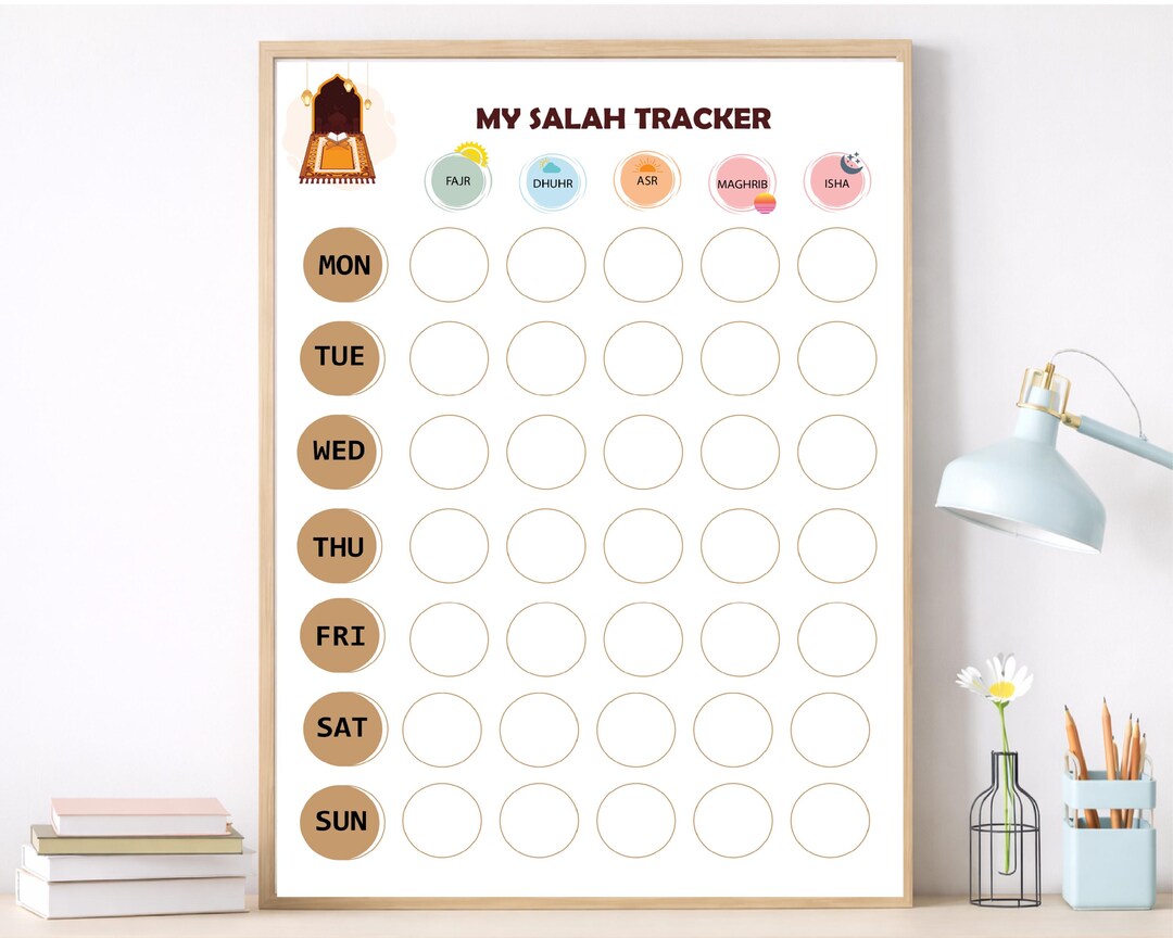 Islamic Prayer Tracker for Kids | Muslim Salah Chart (digital Download ...