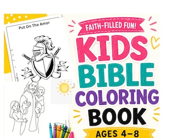 Bible Christian Kids Coloring Book, Faith Messages, Sunday School Activity (PDF Download)