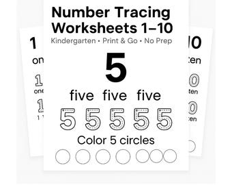 Number Tracing Worksheets 1–10 | Kindergarten Math Practice | Printable Tracing Numbers PDF