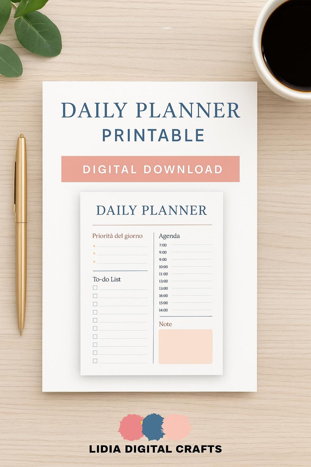 Daily Planner Printable | Minimal Pastel Planner | Printable Daily ...