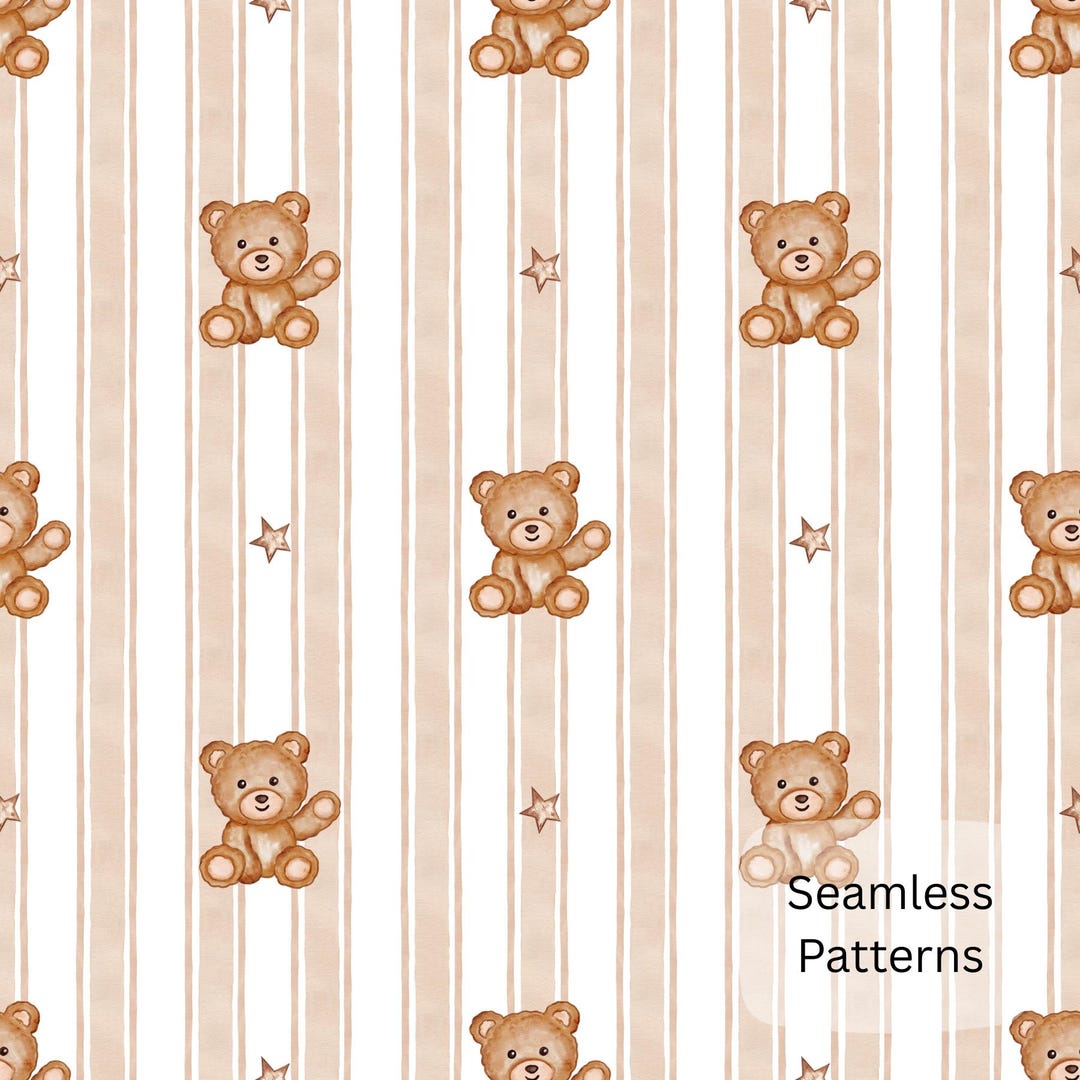 Teddy Bear Seamless Pattern, Digital Seamless Pattern - Etsy