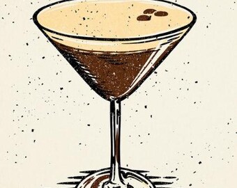 Cartão de convite para madrinha com tema de Espresso Martini
