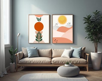 Mid-Century Modern Abstract Art Prints | Set of 2 (Digital Download)