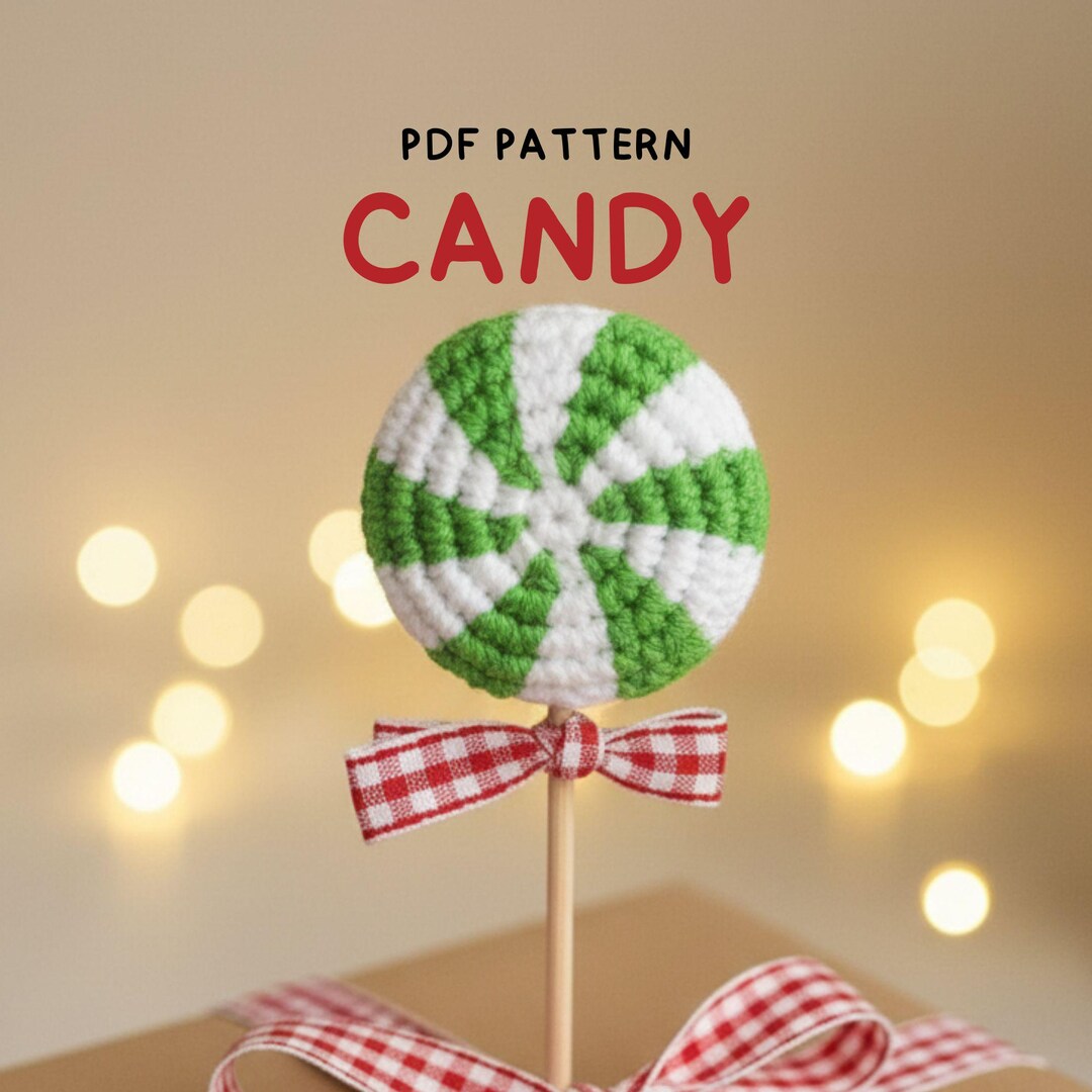 Crochet Candy Cane Pattern PDF – Amigurumi Peppermint Lollipop, Holiday ...