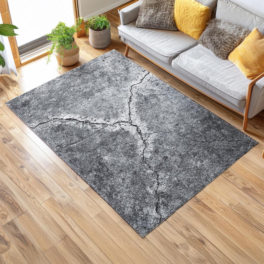 Concrete Area Rug | Gray Stone Floor Pavement Carpet | Industrial ...