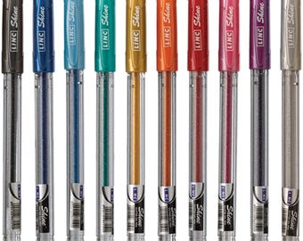 10 Color Glitter Gel Pens 1.0mm Medium Tip Metallic Shimmer Writing Coloring Set