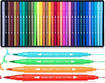 35 Color Dual Tip Brush Markers Fine Liner Pens for Coloring Journaling Drawing