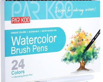 24 Color Watercolor Brush Pens Set Nylon Tip Blending Pen Painting Calligraphy Art