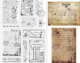 Vintage Handwriting Clear Stamp Daisy Dragonfly Silicone Scrapbook Card Making Journal Craft Tool
